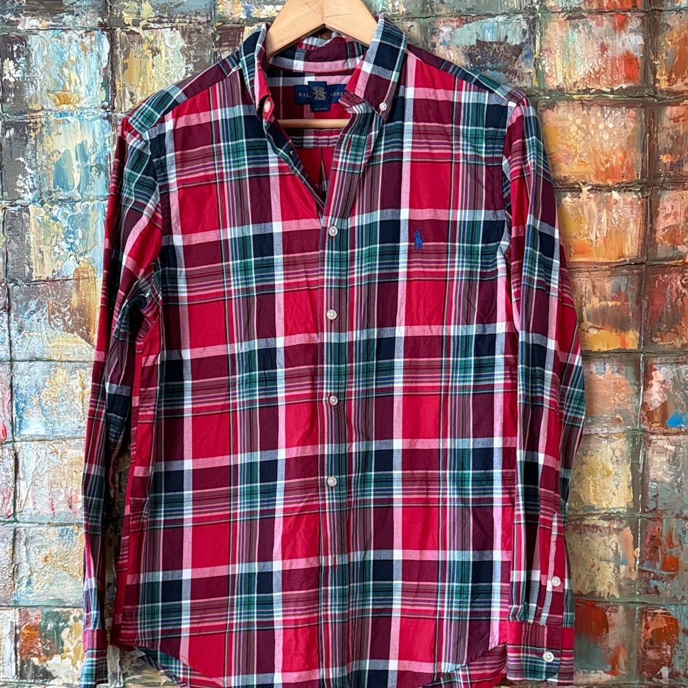 Ralph Lauren Red & Green Plaid Button-Down Shirt